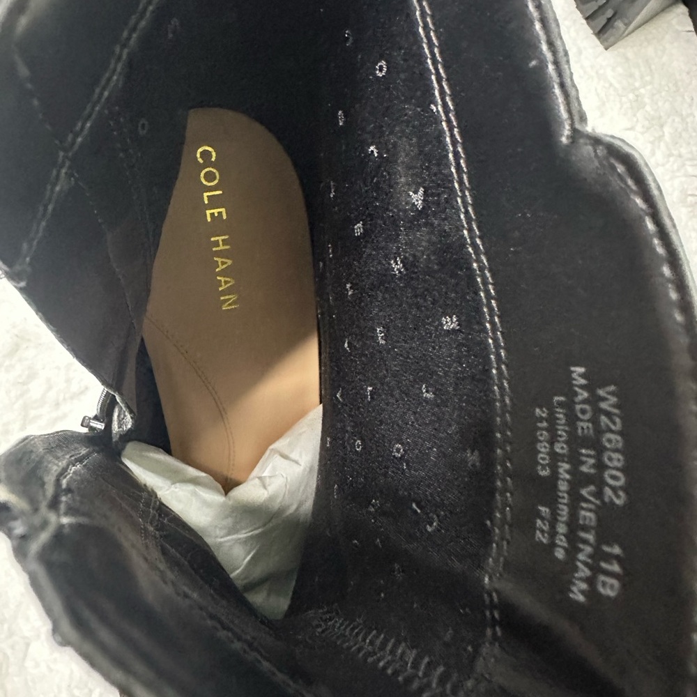 Cole Haan Black Heeled Boots with Buckle Straps - Picture 5 of 13